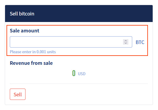 image: Input bitcoin and selling amount