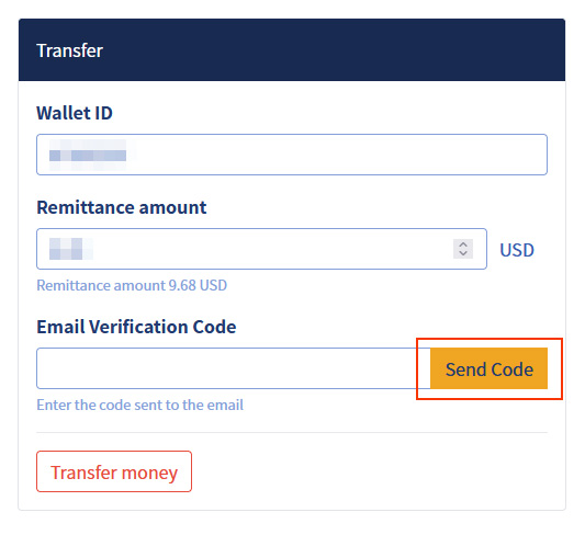 image: Input remittance information2:Email verification code/Get an email verification code.