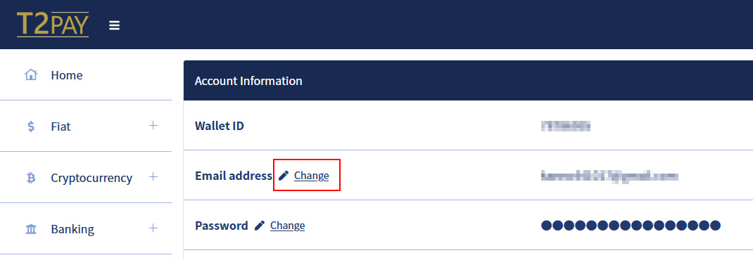 image: Access the 'Change Email Address' page